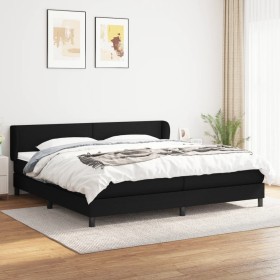 Cama box spring con colchón tela negro 200x200