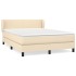 Cama box spring con colchón tela color crema 140x190