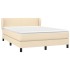 Cama box spring con colchón tela color crema 140x190