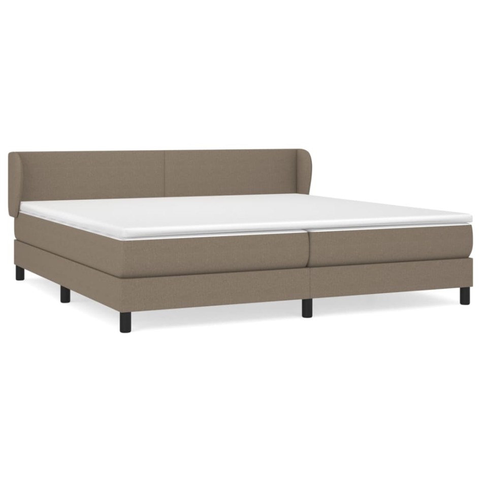 Cama box spring con colchón tela gris taupe 200x200