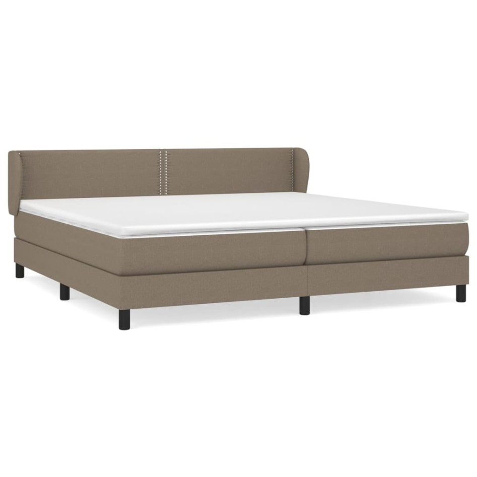 Cama box spring con colchón tela gris taupe 200x200