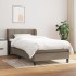 Cama box spring con colchón tela gris taupe 90x200