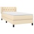 Cama box spring con colchón tela color crema 80x200