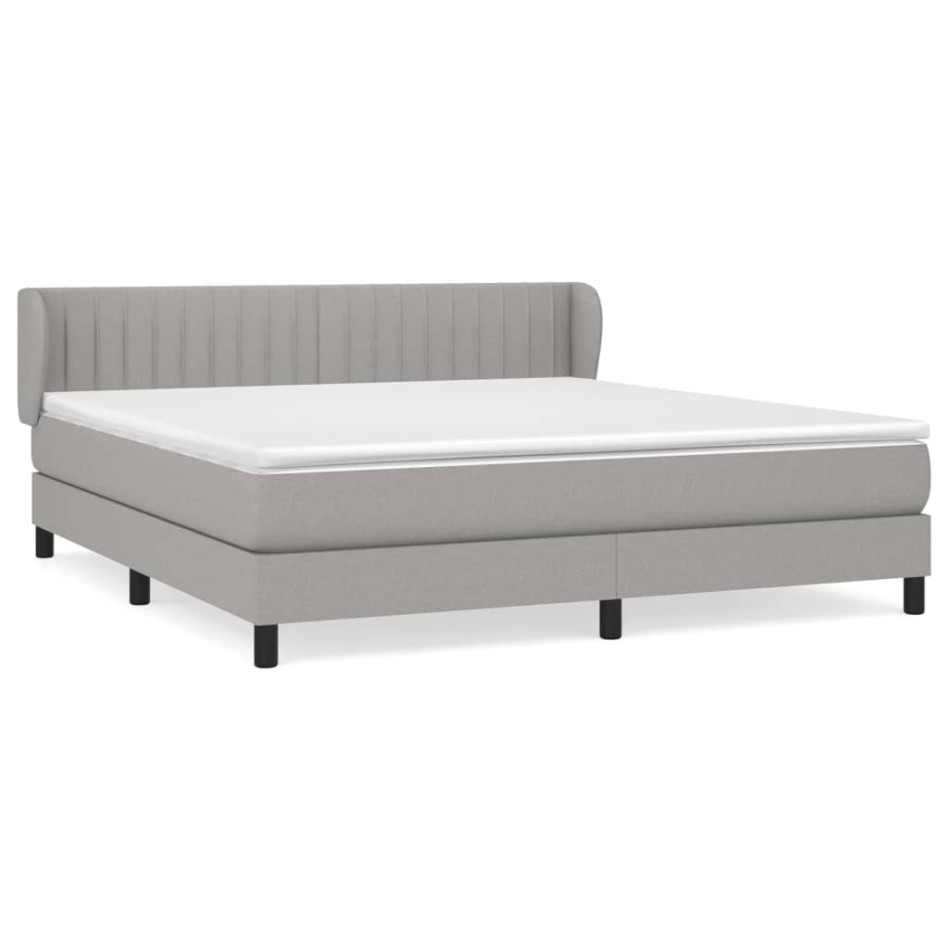 Cama box spring con colchón tela gris claro 180x200