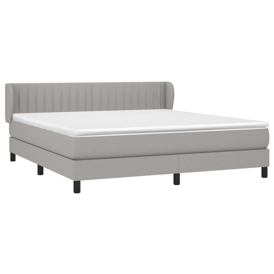 Cama box spring con colchón tela gris claro 180x200
