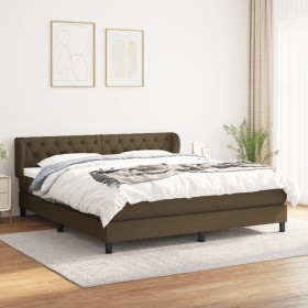 Cama box spring con colchón tela marrón oscuro 160x200