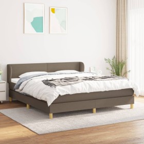 Cama box spring con colchón tela gris taupe 160x200