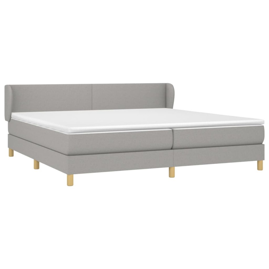 Cama box spring con colchón tela gris claro 200x200