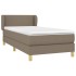 Cama box spring con colchón tela gris taupe 80x200