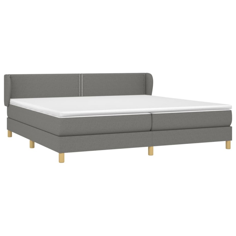 Cama box spring con colchón tela gris oscuro 200x200