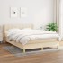 Cama box spring con colchón tela color crema 140x190