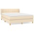 Cama box spring con colchón tela color crema 140x190