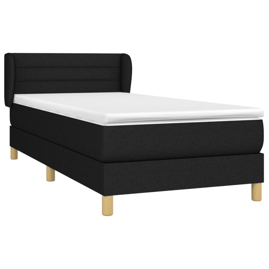 Cama box spring con colchón tela negro 100x200