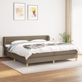 Cama box spring con colchón tela gris taupe 200x200