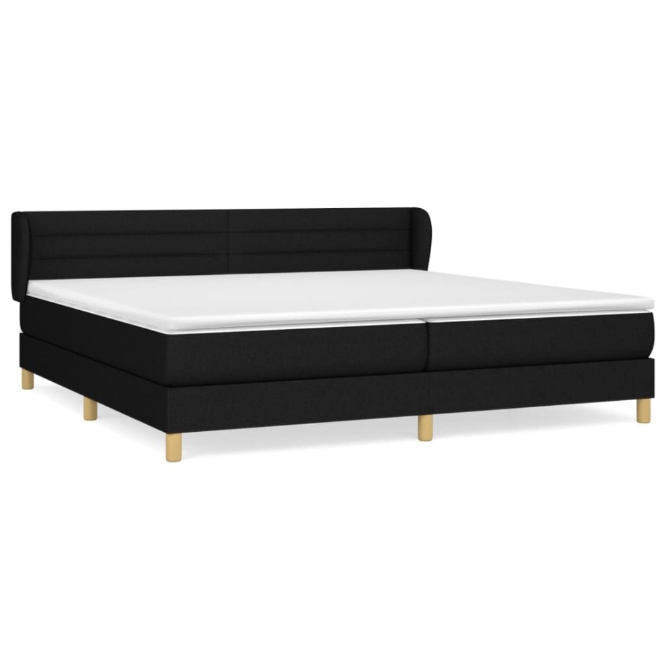 Cama box spring con colchón tela negro 200x200