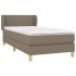 Cama box spring con colchón tela gris taupe 100x200