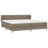 Cama box spring con colchón tela gris taupe 200x200