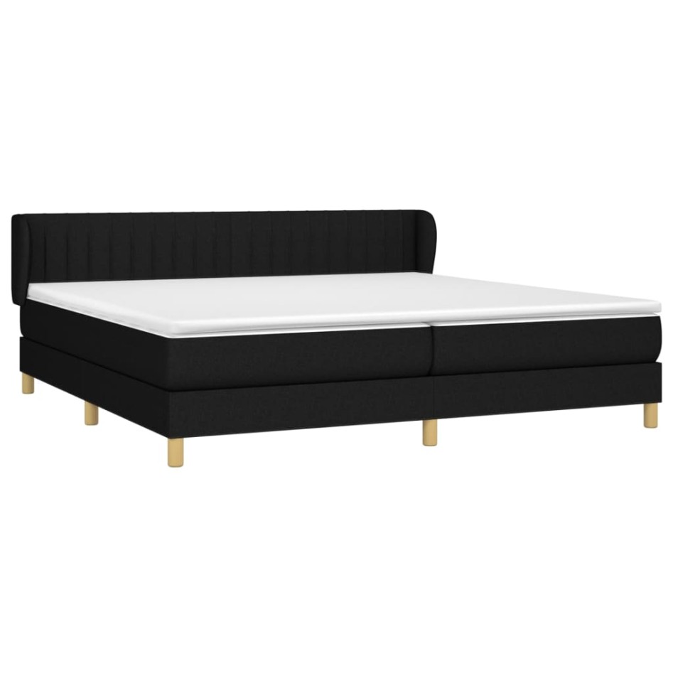 Cama box spring con colchón tela negro 200x200
