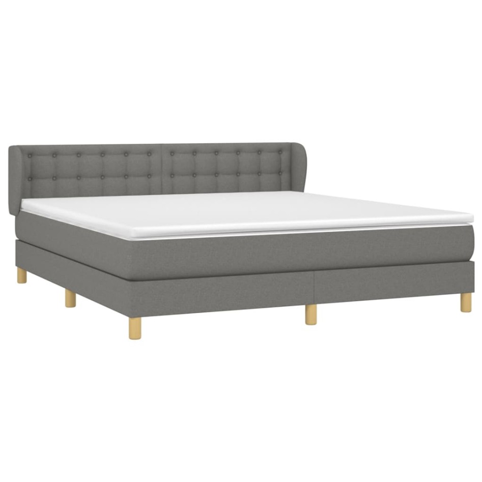 Cama box spring con colchón tela gris oscuro 160x200