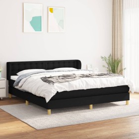 Cama box spring con colchón tela negro 180x200