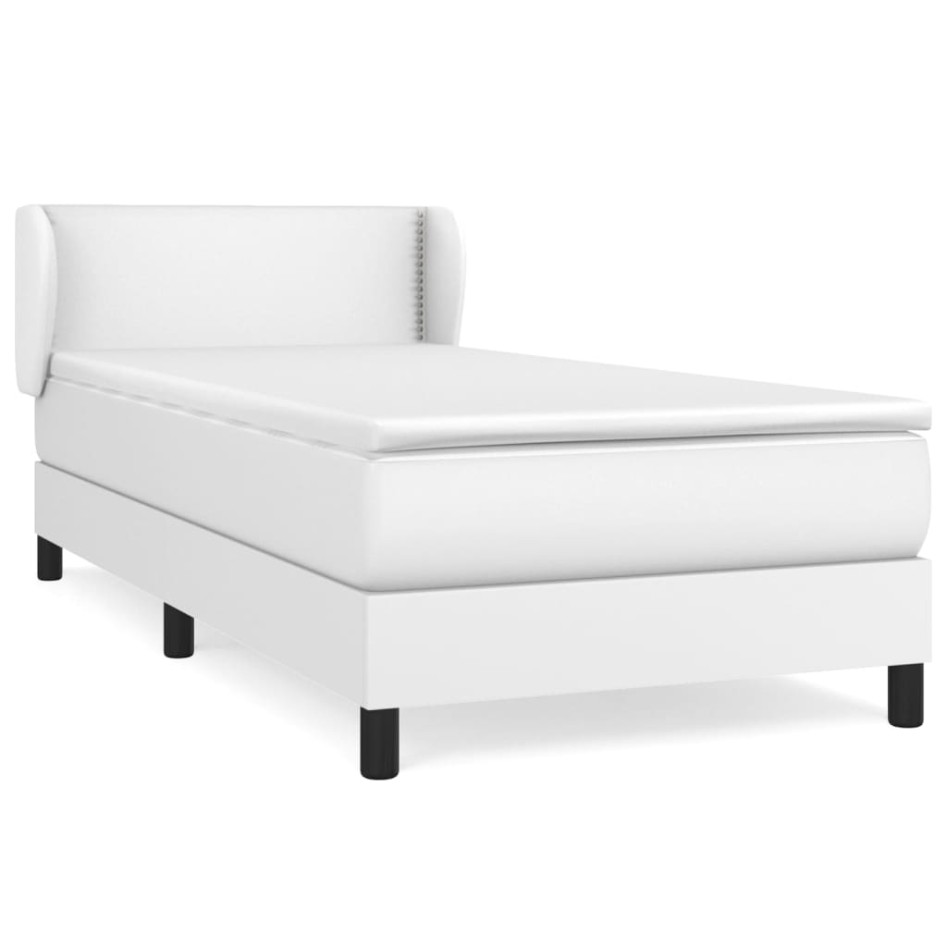 Cama box spring con colchón cuero sintético blanco 80x200