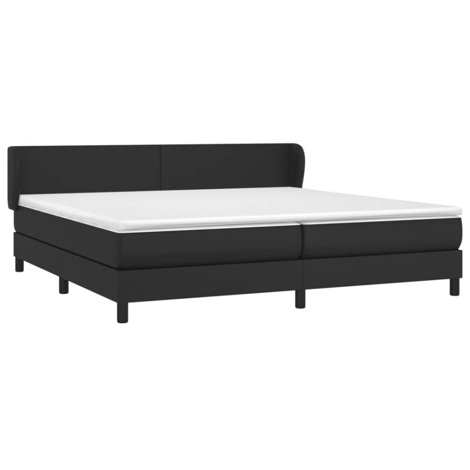 Cama box spring con colchón cuero sintético negro 200x200