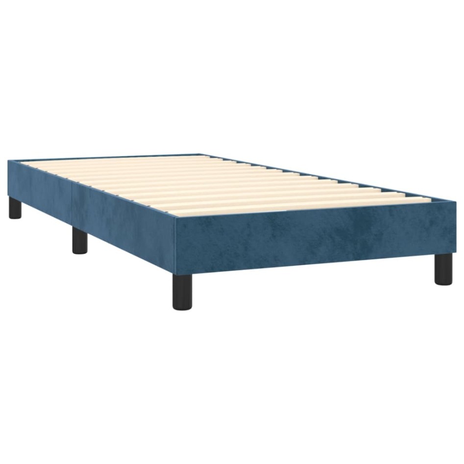 Cama box spring con colchón terciopelo azul oscuro 100x200