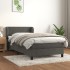 Cama box spring con colchón terciopelo gris oscuro 100x200