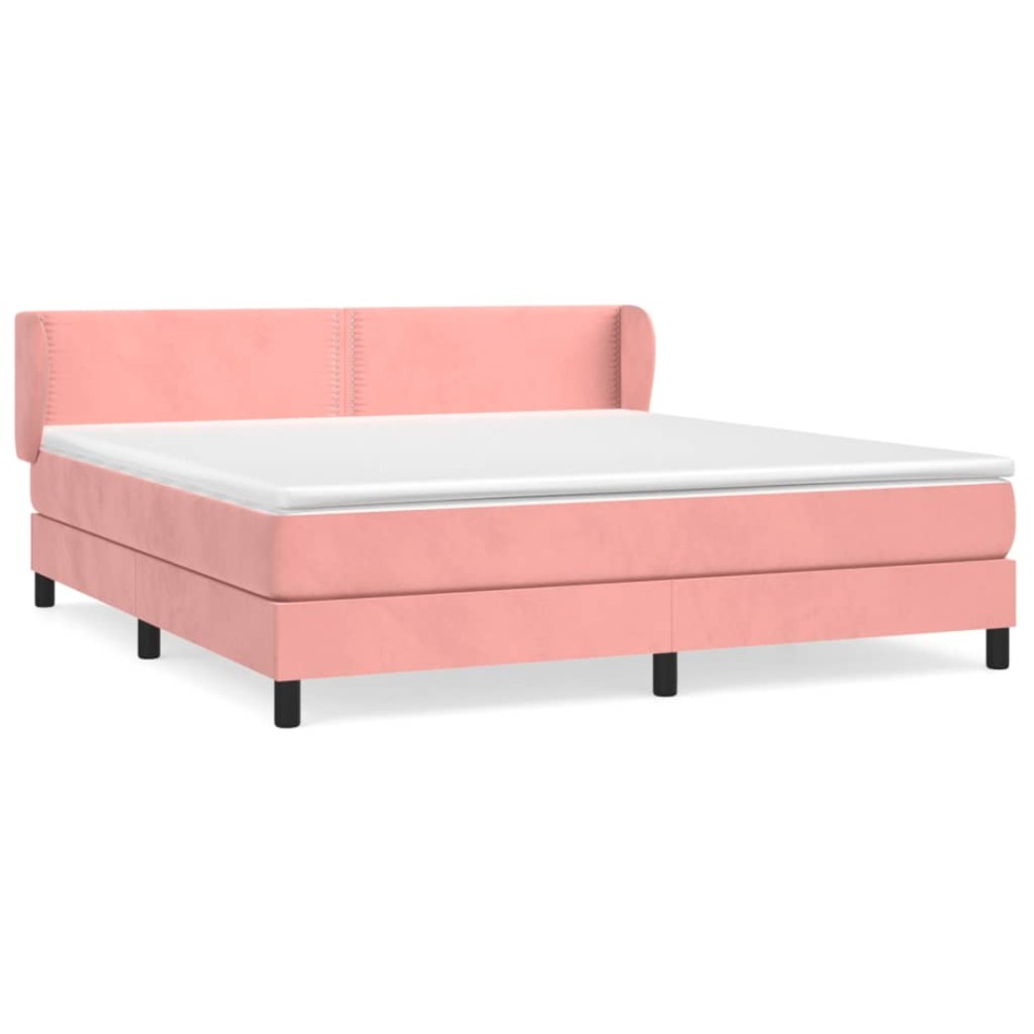 Cama box spring con colchón terciopelo rosa 180x200