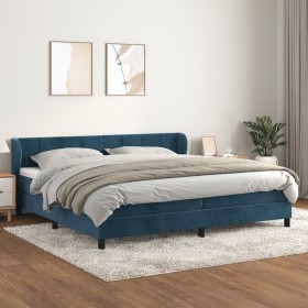 Cama box spring con colchón terciopelo azul oscuro 200x200