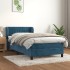 Cama box spring con colchón terciopelo azul oscuro 80x200