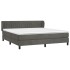 Cama box spring con colchón terciopelo gris oscuro 180x200