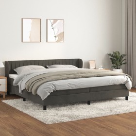 Cama box spring con colchón terciopelo gris oscuro 200x200