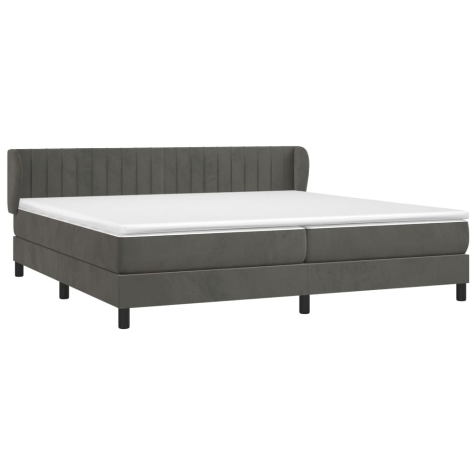 Cama box spring con colchón terciopelo gris oscuro 200x200