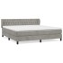 Cama box spring con colchón terciopelo gris claro 180x200