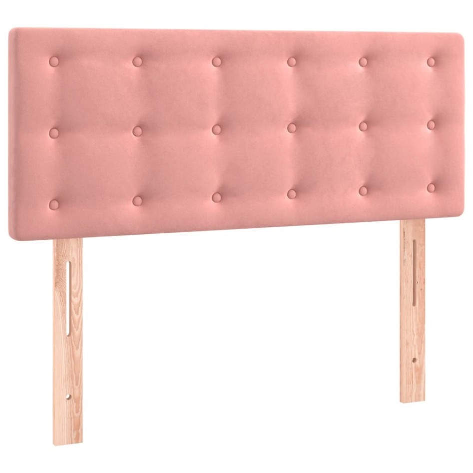 Cama box spring con colchón terciopelo rosa 90x200