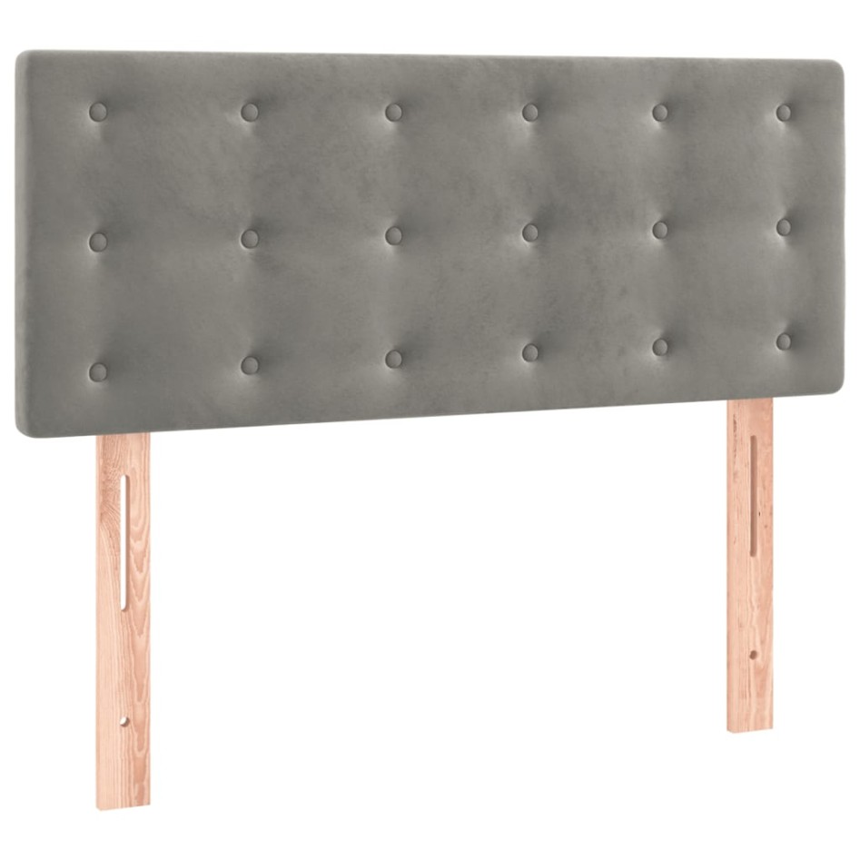 Cama box spring con colchón terciopelo gris claro 90x190