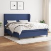 Cama box spring con colchón tela azul 160x200 cm