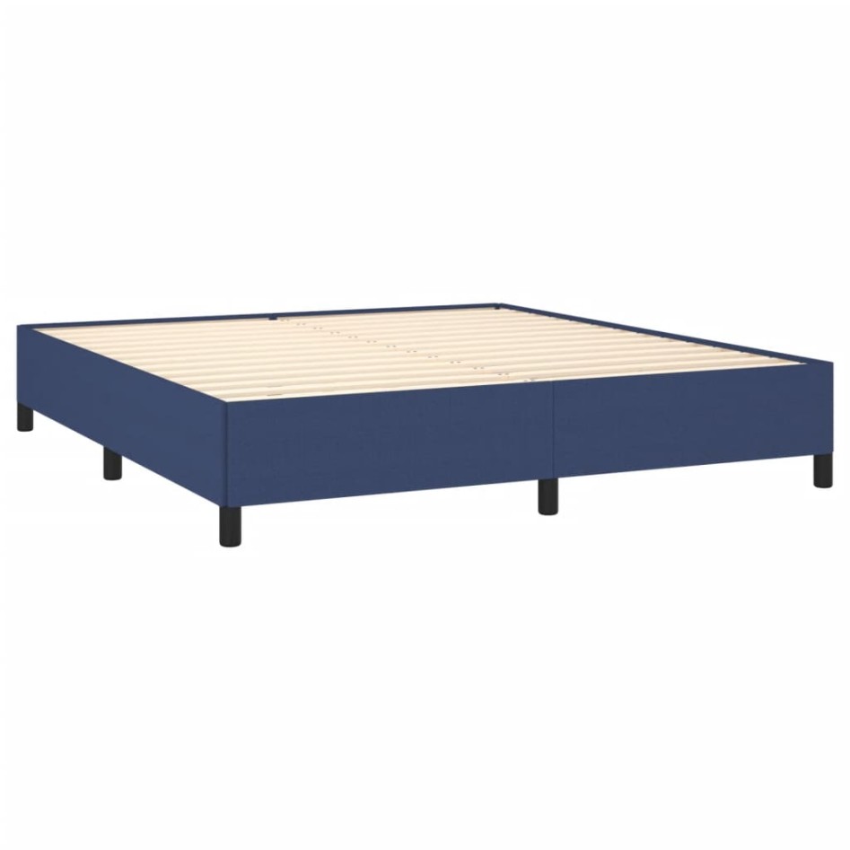Cama box spring con colchón tela azul 160x200