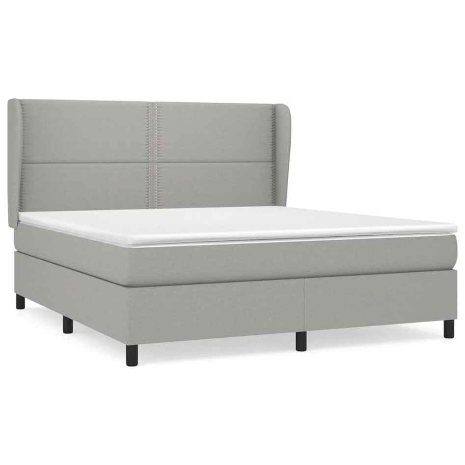 Cama box spring con colchón tela gris claro 180x200