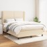 Cama box spring con colchón tela color crema 140x200