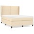 Cama box spring con colchón tela color crema 140x200