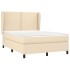 Cama box spring con colchón tela color crema 140x200