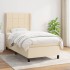 Cama box spring con colchón tela color crema 80x200