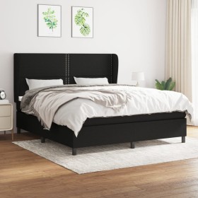 Cama box spring con colchón tela negro 180x200