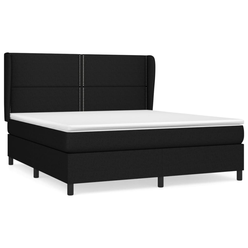 Cama box spring con colchón tela negro 180x200