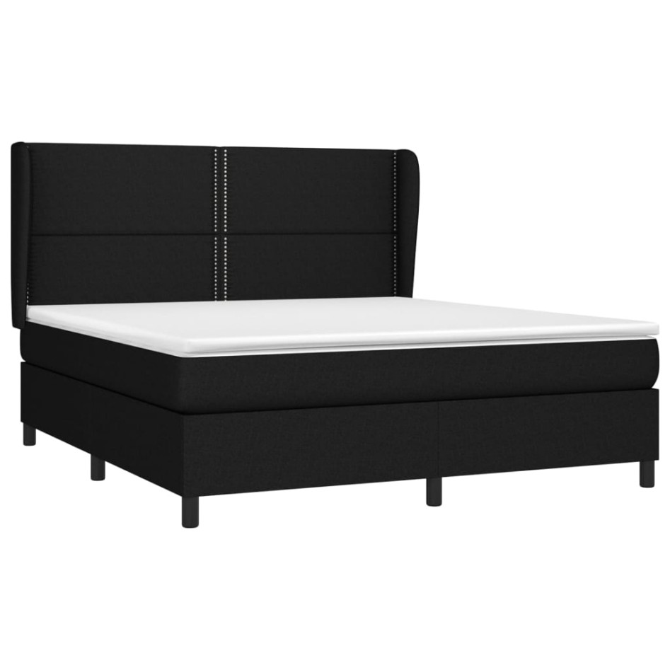 Cama box spring con colchón tela negro 180x200