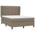 Cama box spring con colchón tela gris taupe 140x200