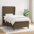 Cama box spring con colchón tela marrón oscuro 100x200