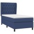 Cama box spring con colchón tela azul 80x200